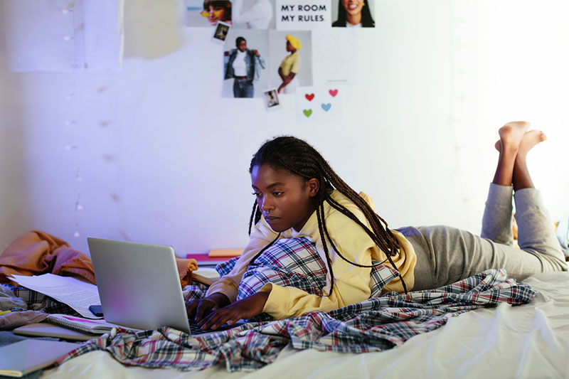 College student applies for financial aid.
